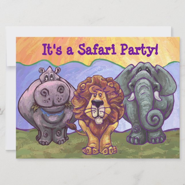 Einladung von Safari Geburtstagsparty (Vorderseite)