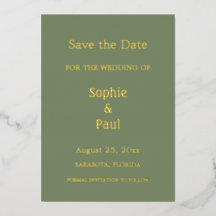 Einladung von "Sage Green Save the Date Foil"