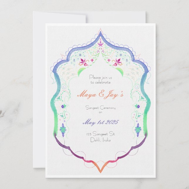 Einladung von Sangeet Indian Sikh zur Hochzeitsfei (Vorderseite)