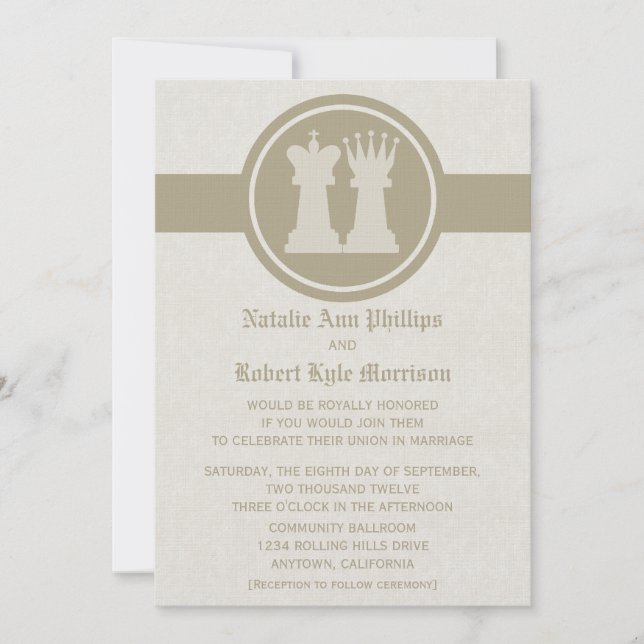 Einladung von Schach King und Königin zur Hochzeit (Vorderseite)