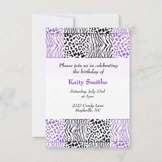 Einladung von Schwarz und Lila Tiermuster