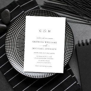 Einladung von Script Ampersand Monogram White Wedd