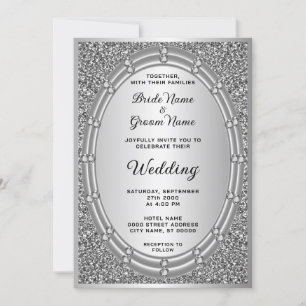Einladung von Silver Glitzer Frame Hochzeit