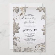 Einladung von Silver Gold Floral Wedding