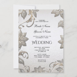 Einladung von Silver Gold Floral Wedding