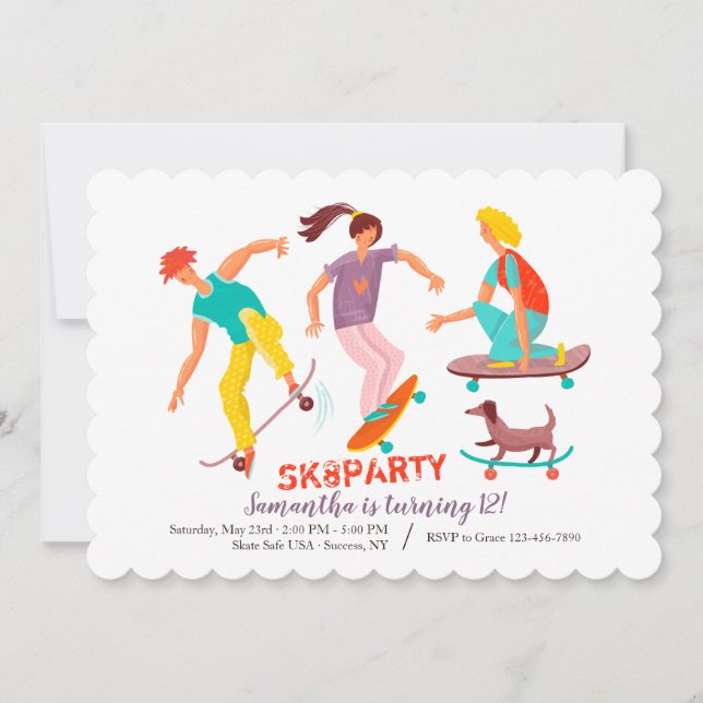 Einladung von Skateboardern (Vorderseite)