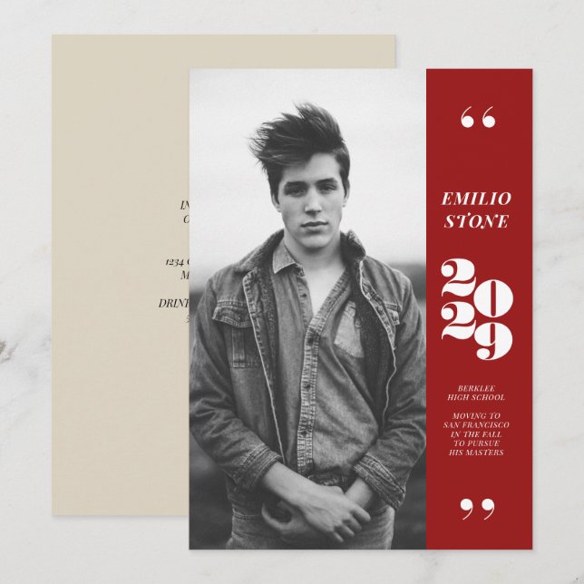 Einladung von Sleek Grad Abschluss (Vorne/Hinten)