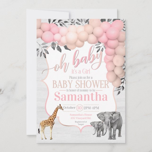 Einladung von "Soft & Sweet Zoo Animal Baby Shower (Vorderseite)