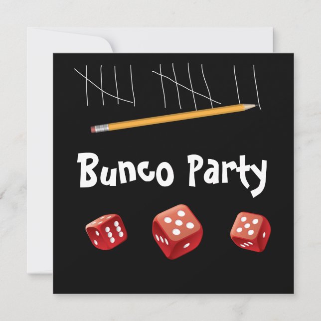 Einladung von Spiel und Bunco Würfel (Vorderseite)