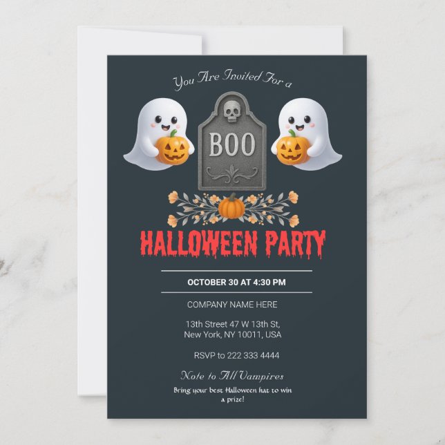 Einladung von Spooky Office-Halloween-Party (Vorderseite)