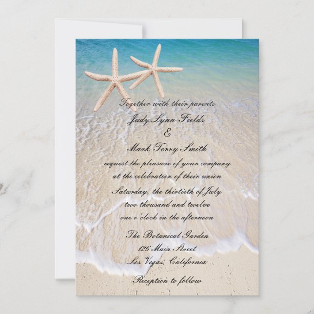 Einladung von Starfish Beach zur Hochzeit (Vorderseite)