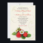 Einladung von Strawberry Floral Wedding<br><div class="desc">Erdbeeren und Erdbeeren Blume Hochzeitseinladung. Sie ändern den Text, indem Sie die Optionen personalisieren. Oder Sie nehmen umfassendere Änderungen vor (Schriftart, Schriftart, Schriftart, Textplatzierung), indem Sie diese anpassen. Dieses hübsche Design würde eine schöne Wahl für eine Hochzeit im Sommer oder Frühfall oder eine Hochzeit mit Erdbeere Thema. Erdbeeren sorgen für...</div>
