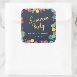 Einladung von Summer Party Lampions Quadratischer Aufkleber