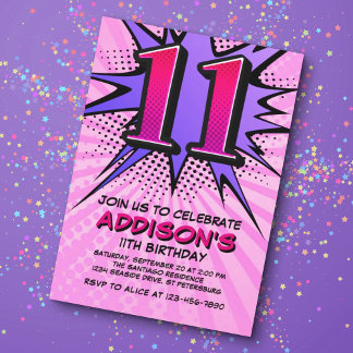 Einladung von Superhero Girl zum 11. Geburtstag