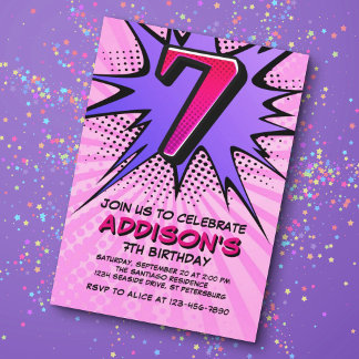 Einladung von Superhero Girl zum 7. Geburtstag