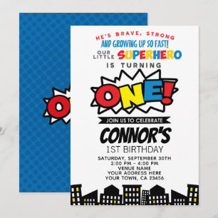 Einladung von Superhero zum 1. Geburtstag