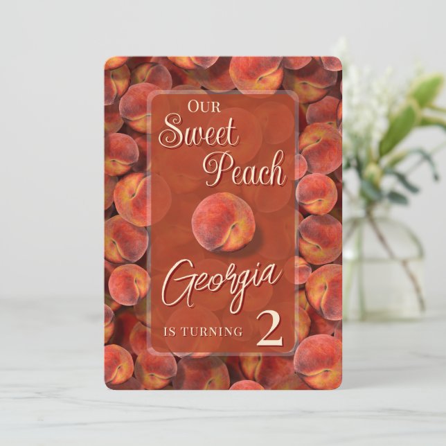 Einladung von Sweet Peach zum Geburtstag (Stehend Vorderseite)
