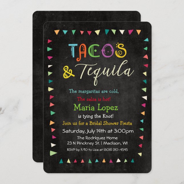 Einladung von Tacos und Tequila Bridal (Vorne/Hinten)