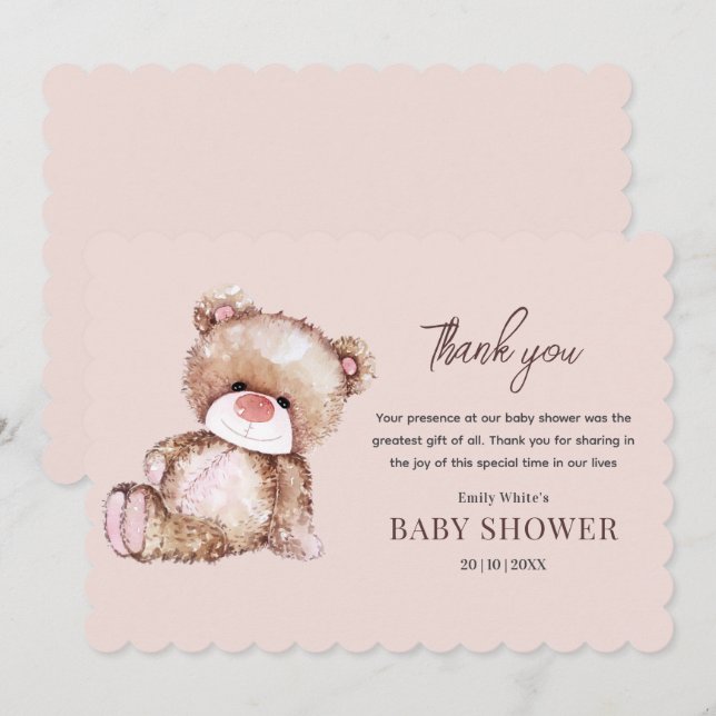 Einladung von Teddy Bear Baby Shower kann frühzeit (Vorne/Hinten)