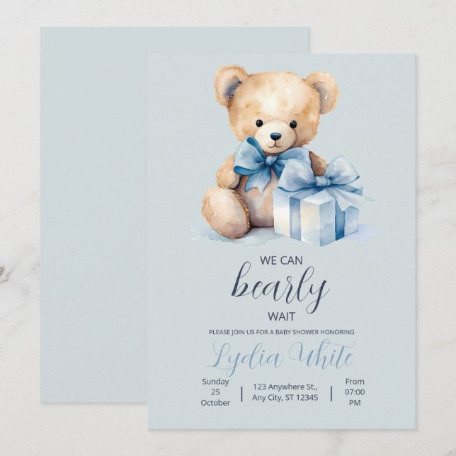 Einladung von Teddy Bear Baby Shower kann frühzeit (Vorne/Hinten)