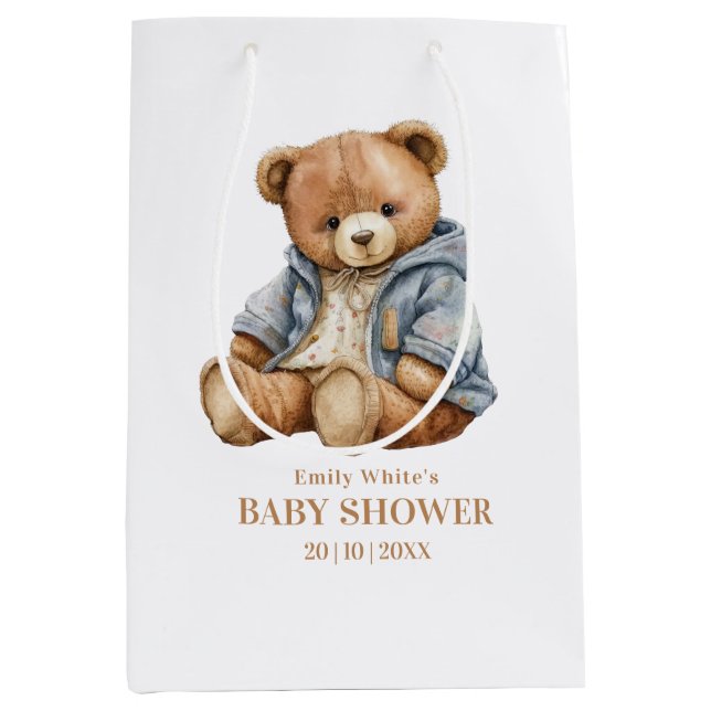 Einladung von Teddy Bear Baby Shower kann frühzeit Mittlere Geschenktüte (Vorderseite)