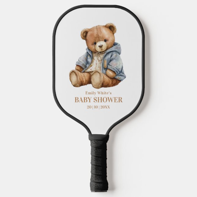 Einladung von Teddy Bear Baby Shower kann frühzeit Pickleball Schläger (Vorderseite)