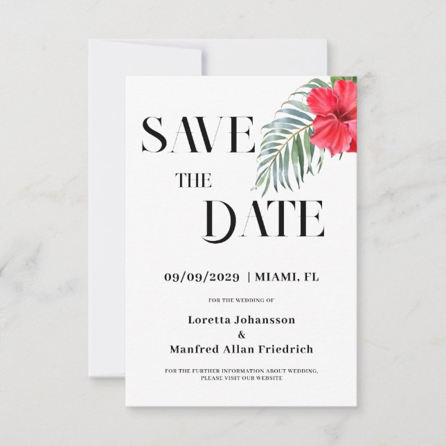 Einladung von tropischen Pflanzen Save the Date (Vorderseite)