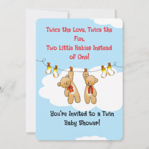 Einladung von Twin Baby Shower Bears