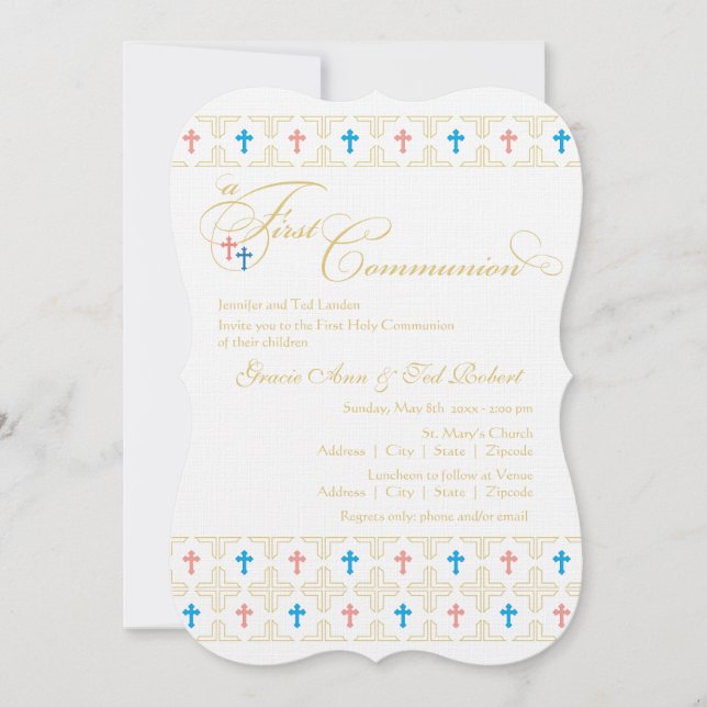 Einladung von Twin Boy and Girl First Communation (Vorderseite)