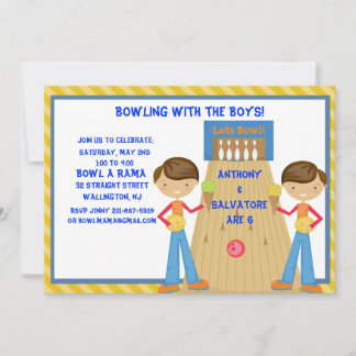 Einladung von Twin Boys Bowling Birthday Party