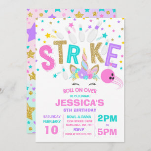 Einladung von Unicorn Bowling Bowling Birthday Par