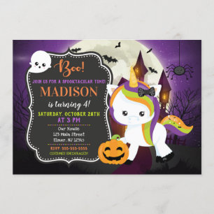 Einladung von Unicorn Halloween Geburtstag