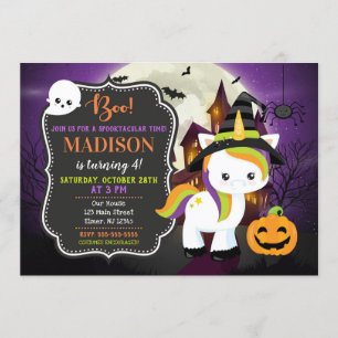 Einladung von Unicorn Halloween Geburtstag