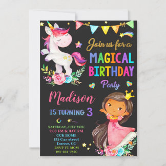 Einladung von Unicorn und Prinzessin zum Geburtsta