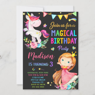 Einladung von Unicorn und Prinzessin zum Geburtsta