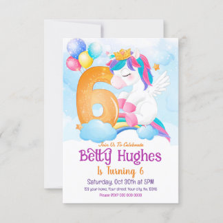 Einladung von Unicorn zum 6. Geburtstag