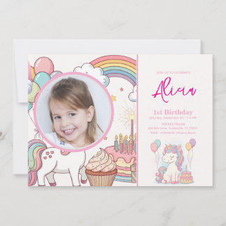 Einladung von Unicorn zum Geburtstag 1. Geburtstag