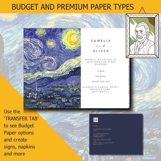 Einladung von Van Gough Starry Night Wedding Postkarte (Van Gough Starry Night Wedding Invitations)