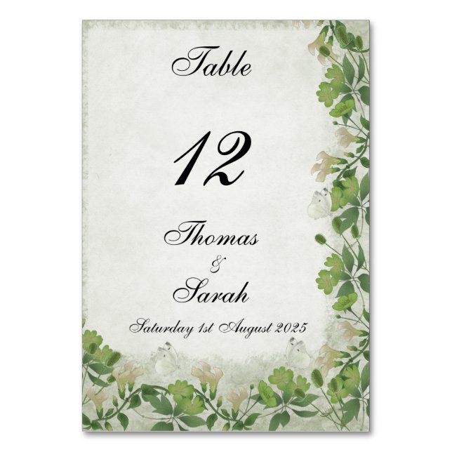 Einladung von Vicorian Meadow Tischnummer (Vorderseite)