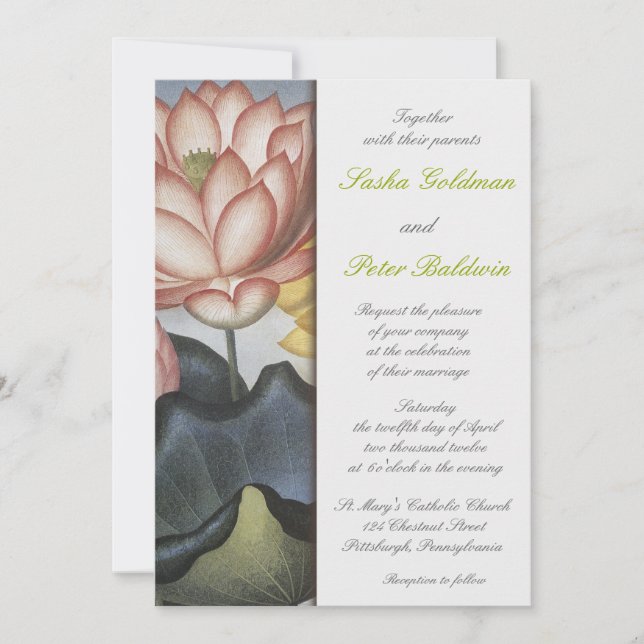 Einladung von Water Lilly Floral Wedding (Vorderseite)