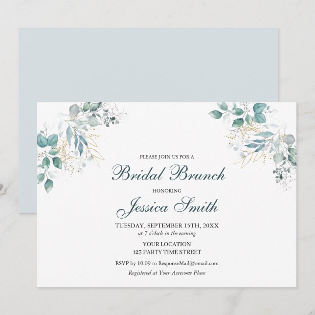 Einladung von Watercolor Bridal Brunch (Vorne/Hinten)