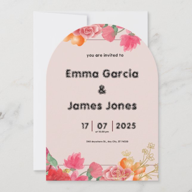 Einladung von Watercolor Red Wedding (Vorderseite)