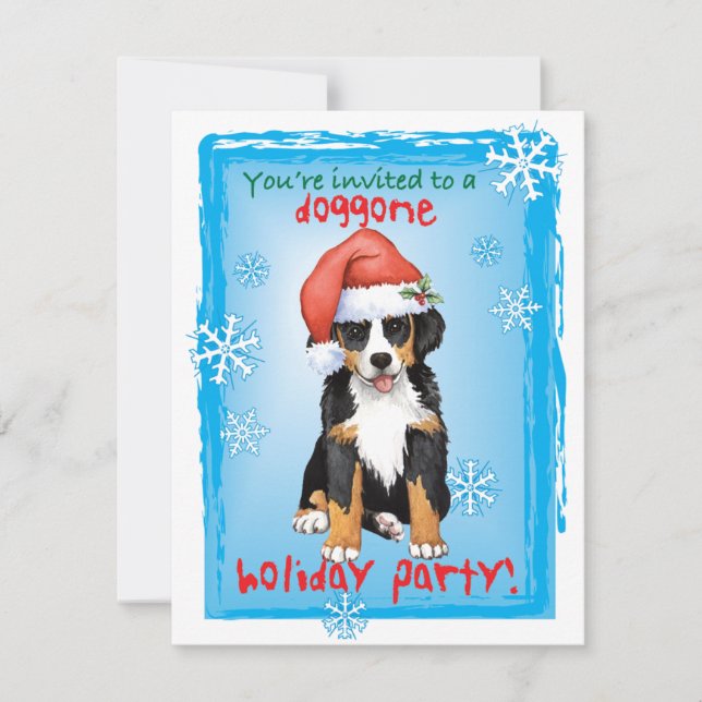 Einladung von Weihnachten Bernese Mountain Hund (Vorderseite)