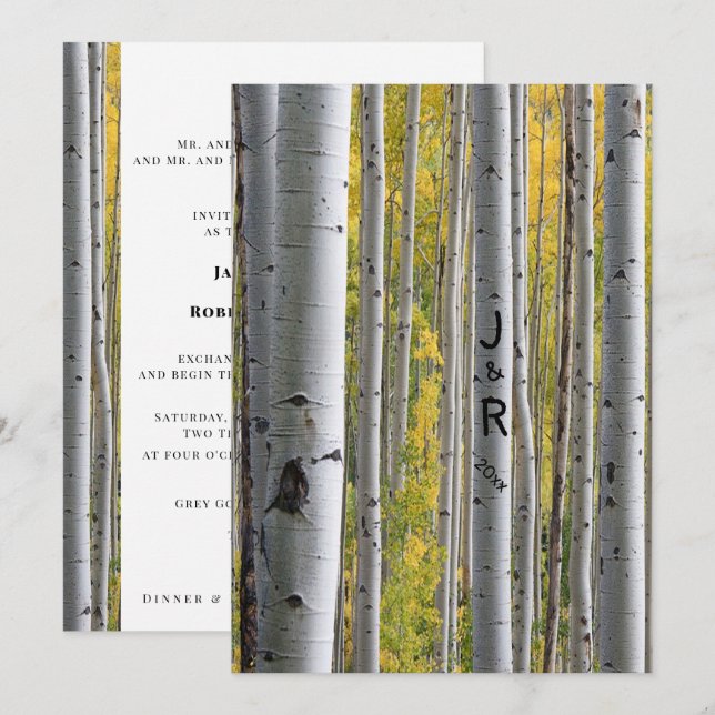 Einladung von White Birch Trees Gay Wedding (Vorne/Hinten)