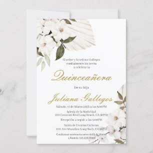 Einladung von White boho floral Quinceanera