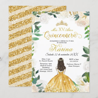 Einladung von White Floral Mexican Gold Quinceaner