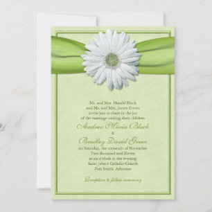 Einladung von White Gerbera Green Ribbon