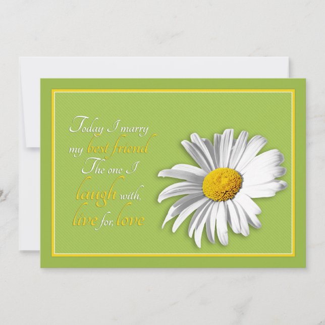 Einladung von White Green Gold Daisy zur Hochzeit (Vorderseite)
