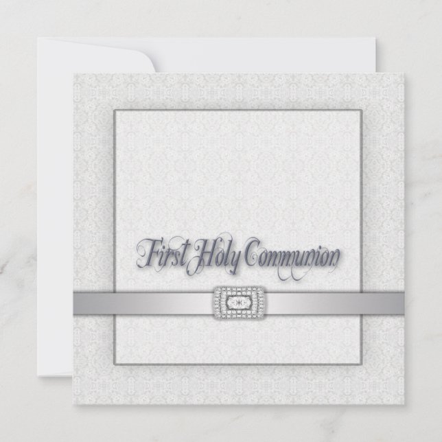 Einladung von White Lace Girls First Communitation (Vorderseite)