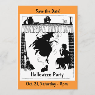 Einladung von Witchy Chimney Halloween-Party